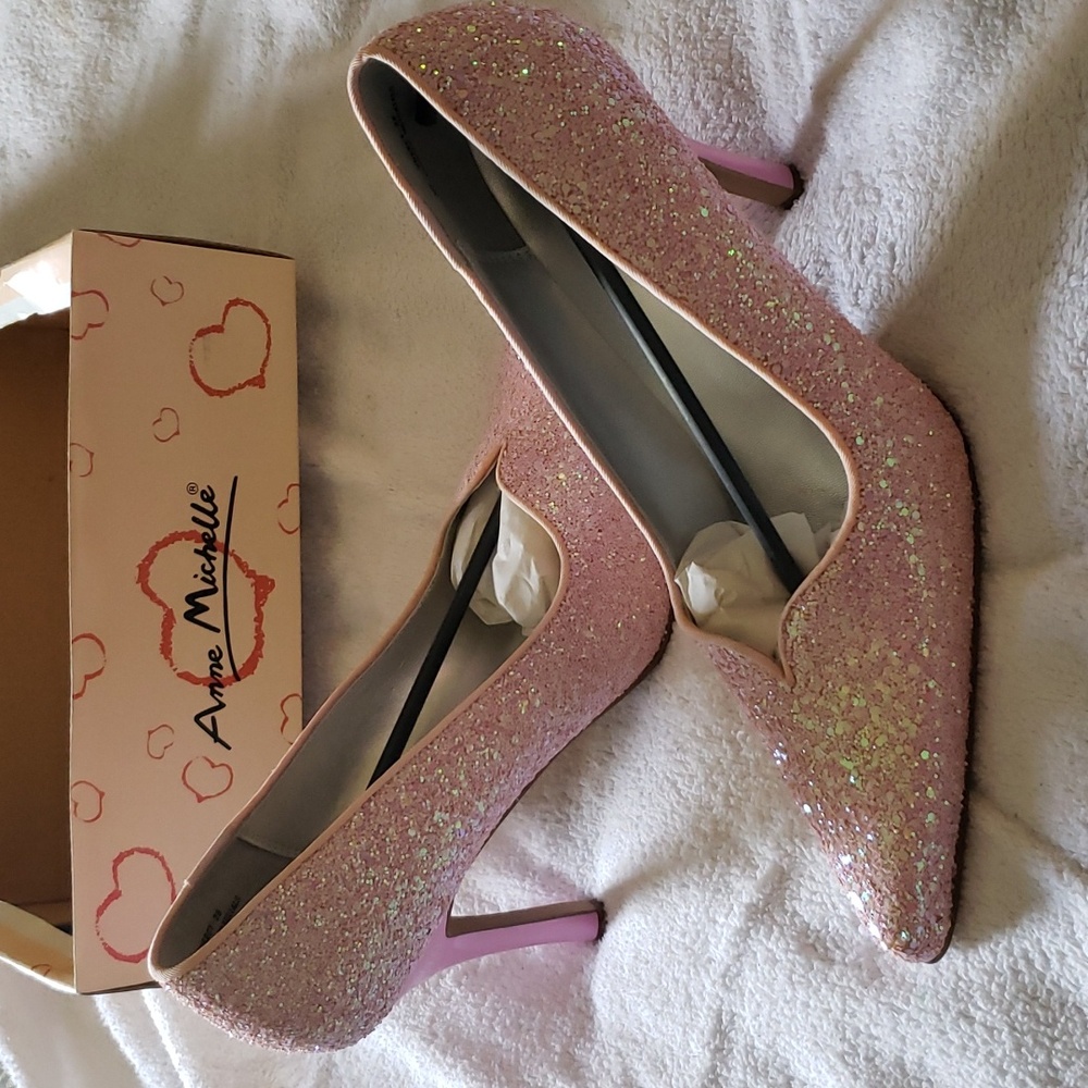 Pink Glitter Pumps. Anne Michelle. Size 10